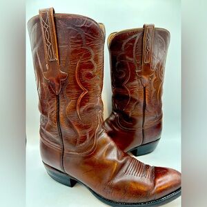Lucchese Classics Chocolate Oil Calf Leather Cowboy Western Boots Sz 11 D